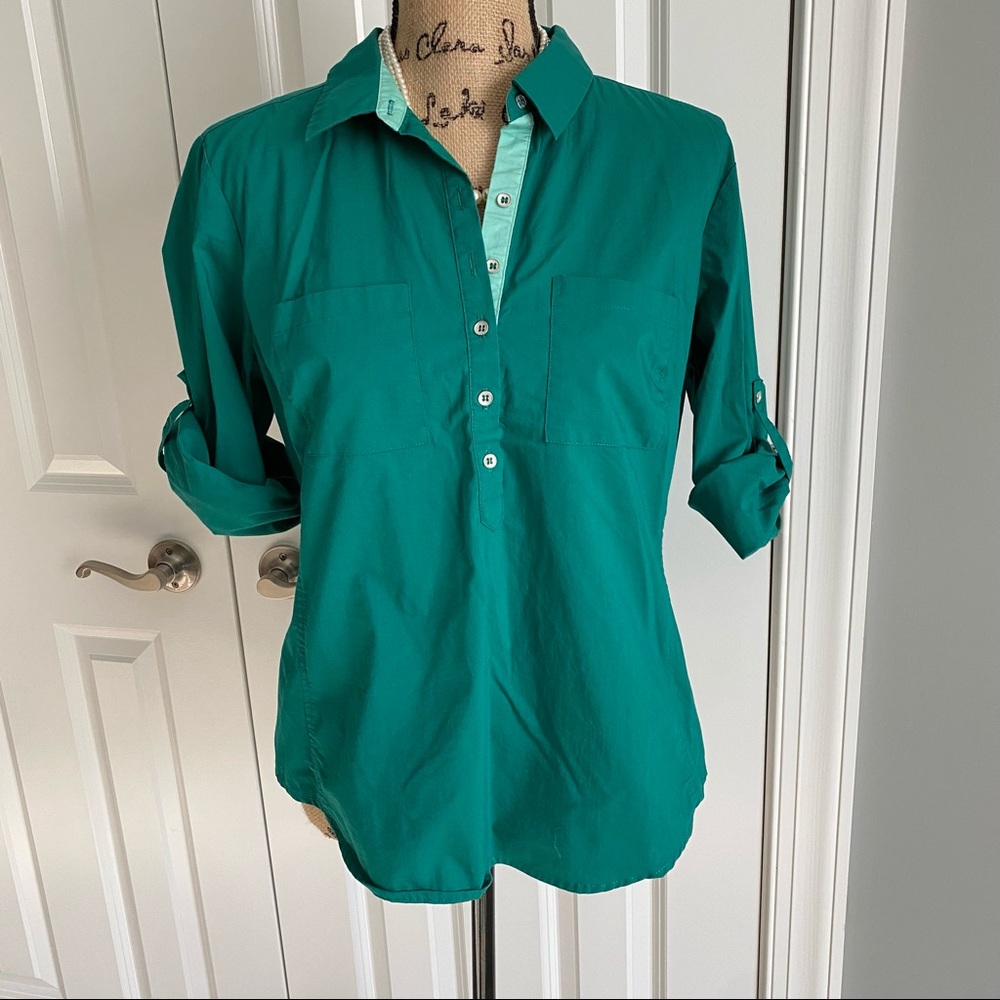 7th Ave Emerald Green button down